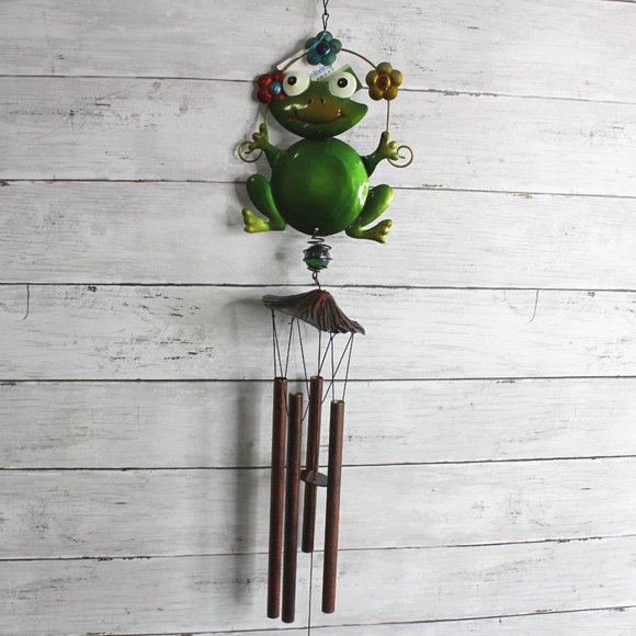 NEW Metal Wind Chime Noise Maker Garden Patio Outdoor Yard Decor Frog - Picture 1 of 9